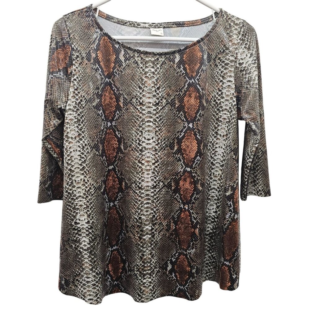 Studio Ko L.A.Snake Print 3/4 Sleeve A-Line Tunic Blouse Size S